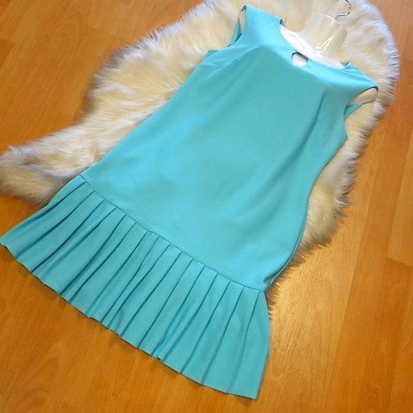 Sandra Darren Aqua Keyhole Neck Midi Dress - Picture 13 of 15